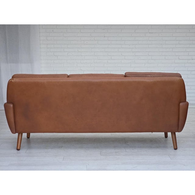 Danish 3-Seater Sofa in Brown Leather, 1970s For Sale - Image 10 of 18