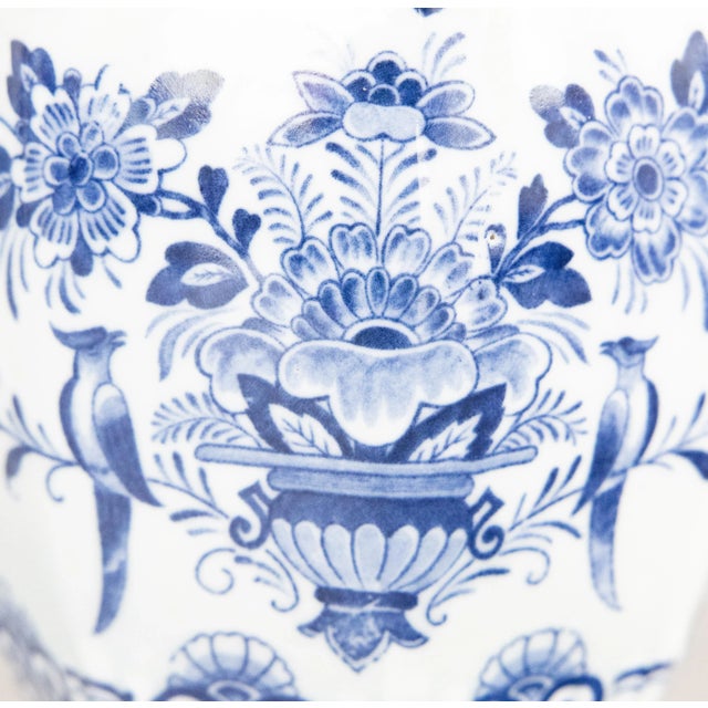 Paint Antique Petite Dutch Delft Floral Garniture Vases - Set of 3 For Sale - Image 7 of 9