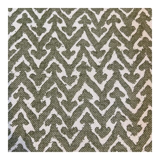 English Designer Fermoie Green Linen Cotton Fabric- 2 3/4 Yards For Sale