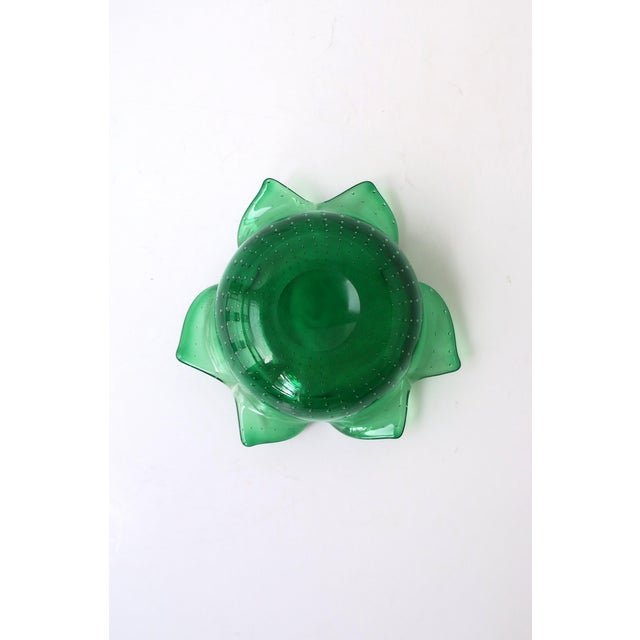 Scandinavian Modern Emerald Green Art Glass Bowl, Organic Modern, 1960s Denmark For Sale - Image 11 of 11