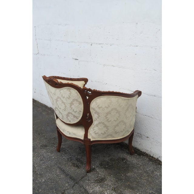 French Early 1900s Hand Carved Burl Side Accent Chair 6286 For Sale - Image 4 of 17