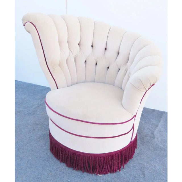 Mid 20th Century Hollywood Regency Mohair Tufted Club Chair For Sale - Image 4 of 8