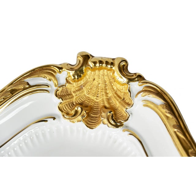 Large Meissen Hand Painted Gilded Porcelain Serving Plate For Sale - Image 3 of 7