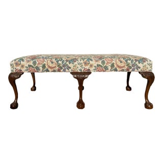 Vintage Large Scale Chippendale Style Claw & Ball Ottoman / Upholstered Coffee Table by Sherrill Furniture For Sale