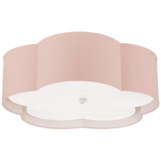 Kate Spade New York for Visual Comfort Signature Bryce Large Flower Flush Mount in Pink & White with Frosted Acrylic For Sale