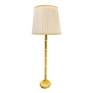 1960s Mid Century Yellow Floor Lamp With Shade For Sale