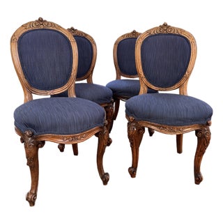 Walnut Dinning Chairs 4 PCS For Sale