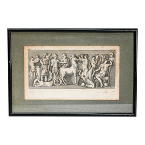 Framed Neoclassical Antique Grand Tour Style 18th Century Engraving Battle Scene