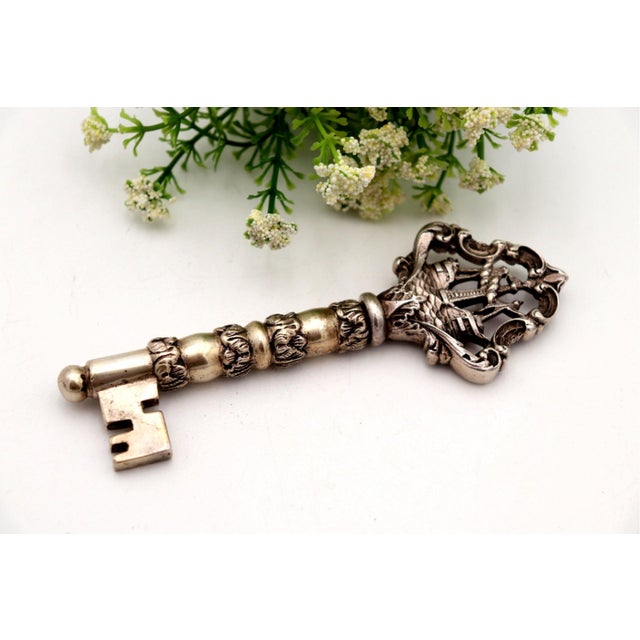 Vintage Key-Shaped Silver Corkscrew For Sale - Image 4 of 6