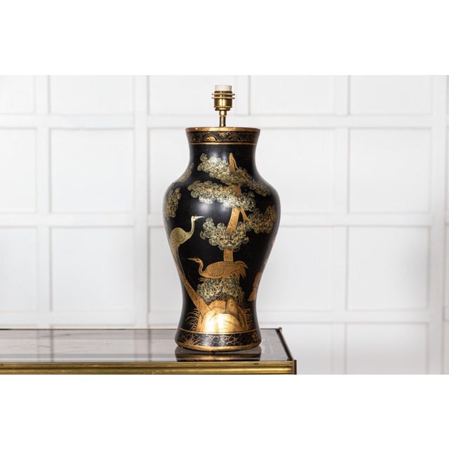 Large Chinese Papier-Mâché Table Lamps, 1950s, Set of 2 For Sale - Image 3 of 14