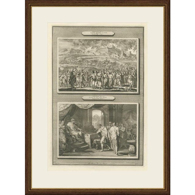 This original copper engraving from Pieter Mortier's illustrated Bible, published in Amsterdam circa 1700, shows two Old...