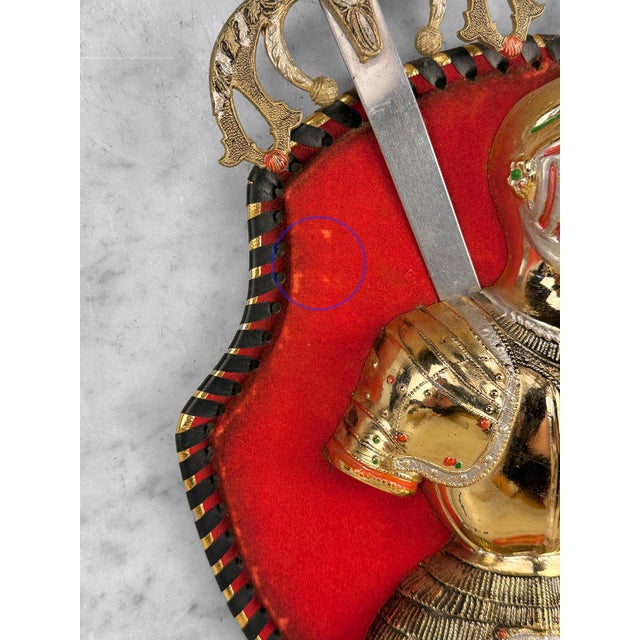 Vintage Spanish Revival Medieval Knight Coat of Arms Wall Plaque For Sale - Image 6 of 10
