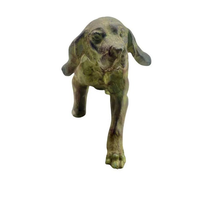 1920s Art Deco Spelter Bonzed Representation of Bloodhound in Marble Base from Berni, 1920s For Sale - Image 5 of 13