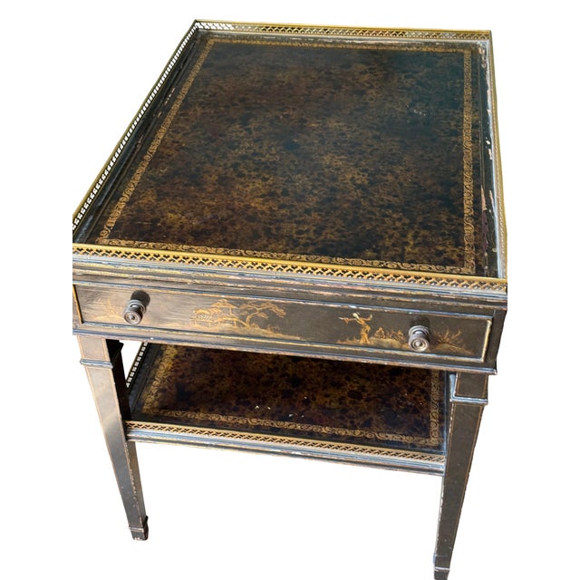 Mid-20th Century Chinoiserie & Faux Tortoiseshell Tray-Top Side Tables With Park Avenue Provenance - A Pair For Sale - Image 17 of 18