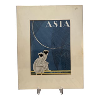 1929 Original Asia Magazine Cover, May, Frank McIntosh, Art Deco, Matted For Sale
