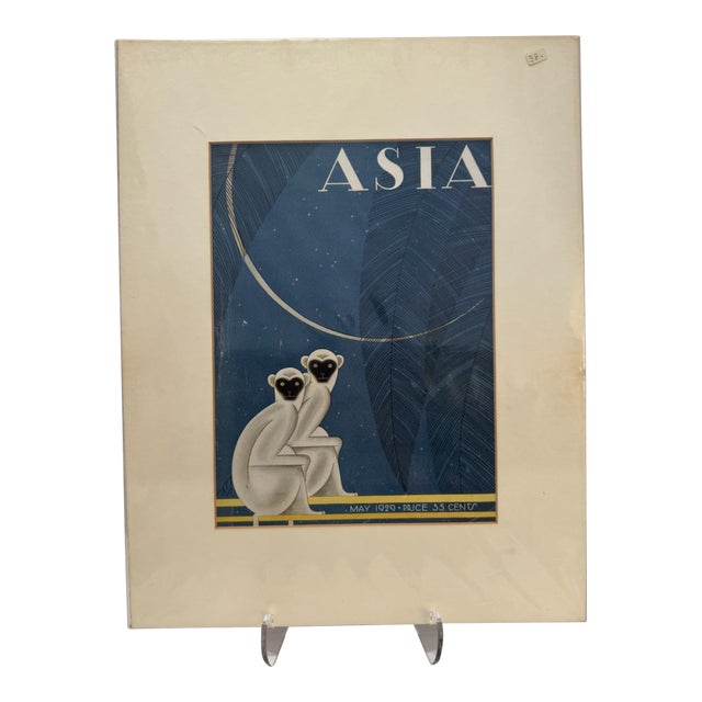 1929 Original Asia Magazine Cover, May, Frank McIntosh, Art Deco, Matted For Sale