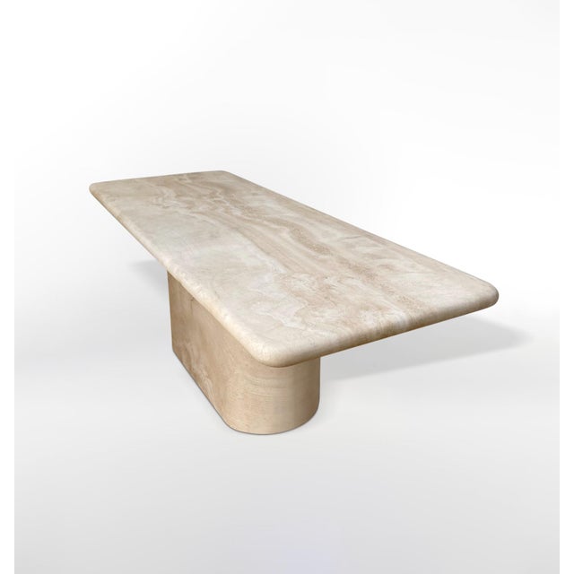Mid-Century Modern Large Sculptural Curved Edge Travertine Rectangle Dining Table by My Habitat Design For Sale - Image 3 of 3