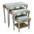 French Style Nesting Tables – Set of 3 With Glass Tops, Soft Blue Finish & Gold Leaf Details For Sale