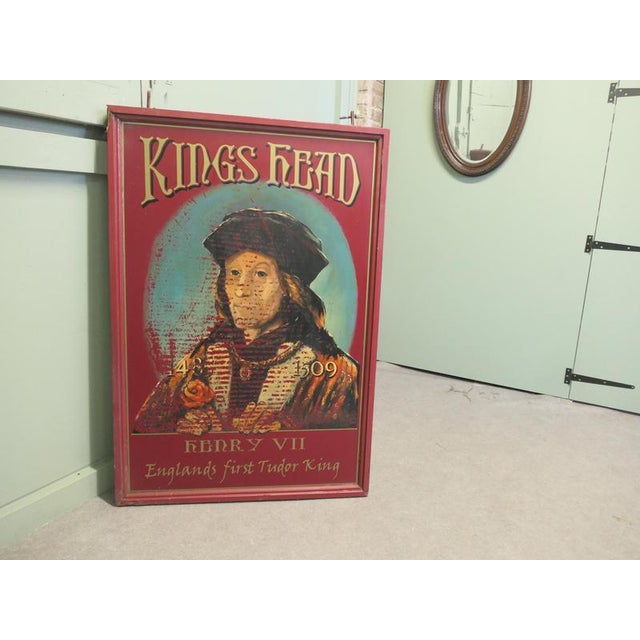 Wooden Iron Framed Hanging Pub Sign with The King's Head Motif, 1930 For Sale - Image 4 of 8