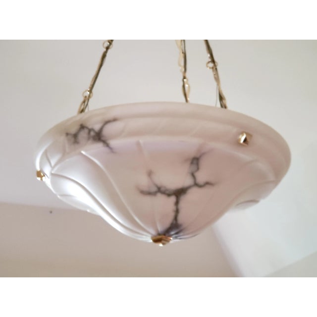 Natural White Alabaster and 24k Gold-Plated Pendant Chandelier From Basic Source Masterpiece Collection For Sale - Image 4 of 8