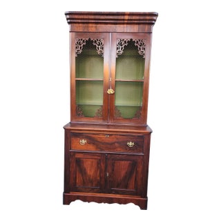 Antique Secretary With Glass From Cabinet For Sale
