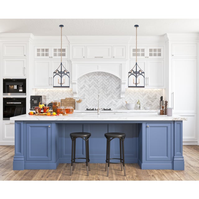 This sophisticated navy blue lantern features an elegant design adorned with delicate gold accents. Its frame is artfully...