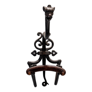 Antique Neogothic Wrought Iron Samuel Yellin Attributed Gargoyle Coat / Hat Rack