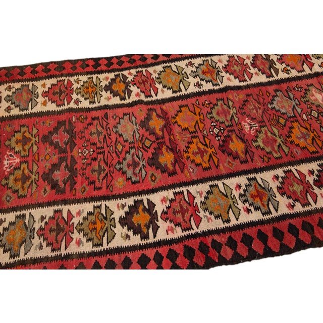 Tribal Mid-20th Century Turkish Kilim Red Handmade Tribal Wool Rug For Sale - Image 3 of 8
