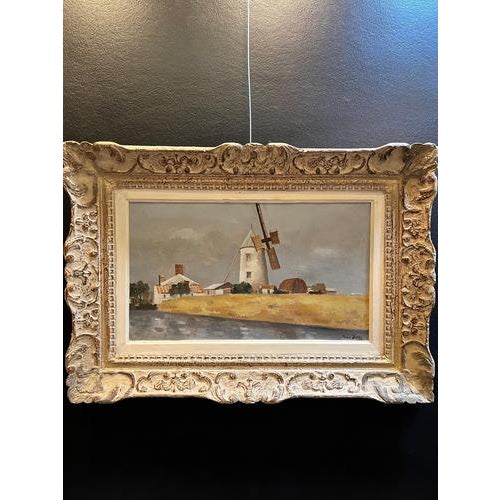 Rene Durey, Windmill, Oil on Canvas For Sale - Image 7 of 12