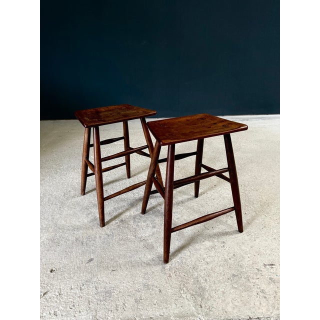 Brown Antique Handmade Ladder Stools, 1890s, Set of 2 For Sale - Image 8 of 18