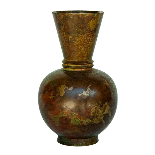 1970s Mid-Century Japanese Bronze Vase With Banded Neck For Sale - Image 5 of 8