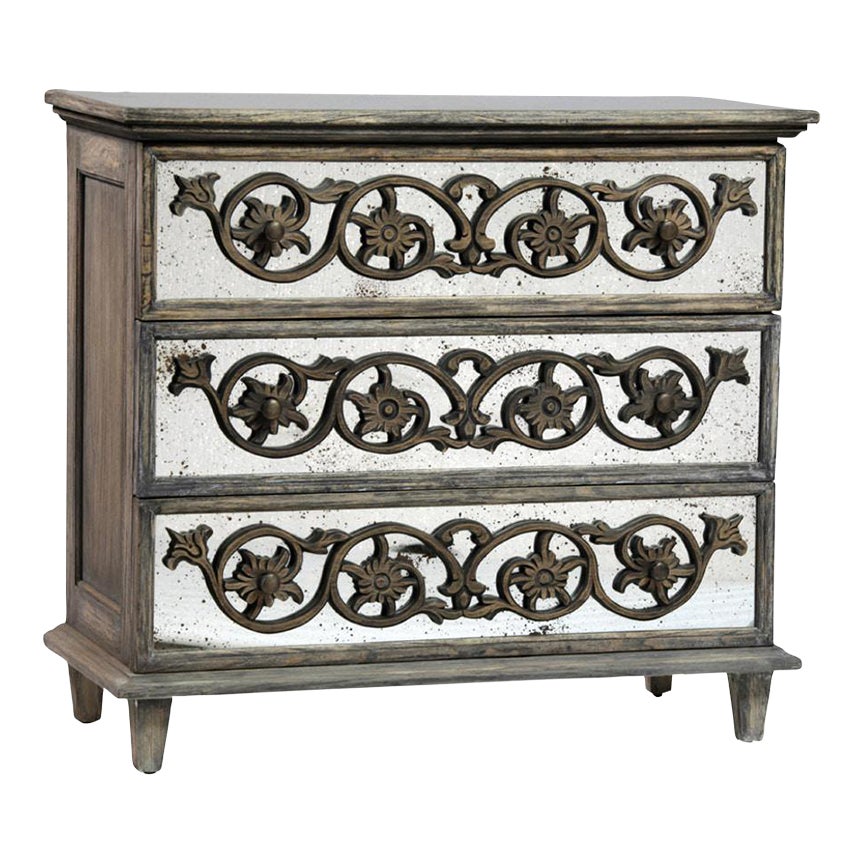 Gray Wood Dresser With Antique Mirror Chairish