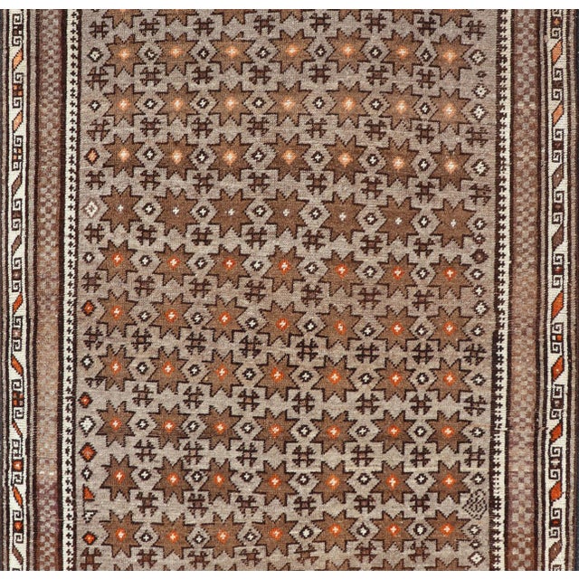 Antique Baluch Tribal Rug With Allover Geometric Diamond Design on a Grey Ground 4'4 X 8'1 For Sale In Atlanta - Image 6 of 11