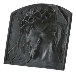 Early 20th Century Bas Relief Christ with Crown of Thorns in Cast Bronze, 1940s