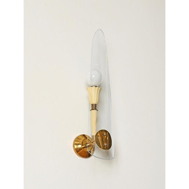 Sconces in Glass, Brass and Cream Metal from Stilnovo, Italy, 1950s, Set of 2 For Sale - Image 13 of 17