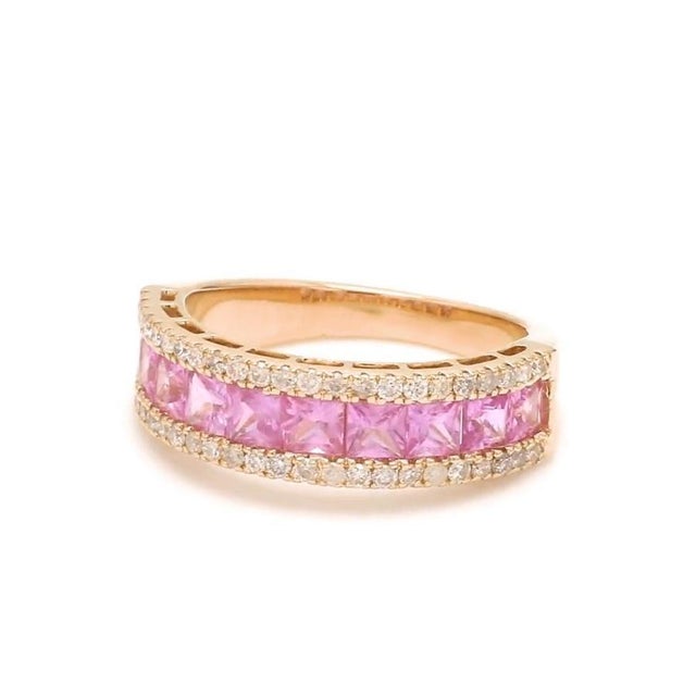 Natural 1.60 cts pink sapphire & 0.30 cts diamond ring in 18k gold For Sale - Image 10 of 18