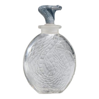 René Lalique Serpent Blue Glass Perfume Bottle For Sale