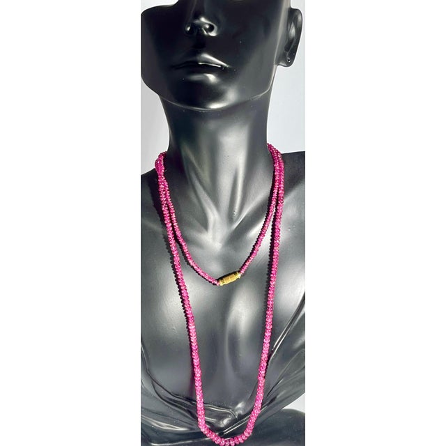 Natural 100 Carat Natural Ruby Bead Single Strand Necklace with Silver Clasp For Sale - Image 14 of 18