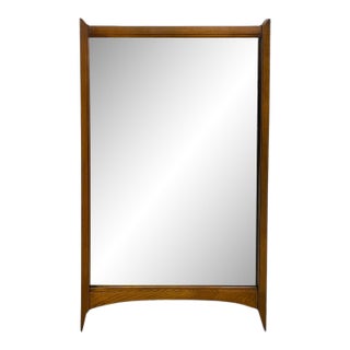 Mid-Century Modern Wall Mirror With Sculpted Wood Frame For Sale