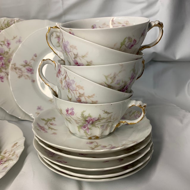 Vintage French Theodore Haviland Luncheon Tea Set Setting for 6 - 18 Pieces For Sale In Chicago - Image 6 of 8