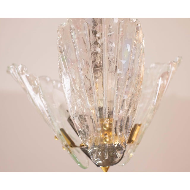 1970s Murano Chandelier With 3 Leaves Iridescent in Murano Glass For Sale - Image 12 of 12