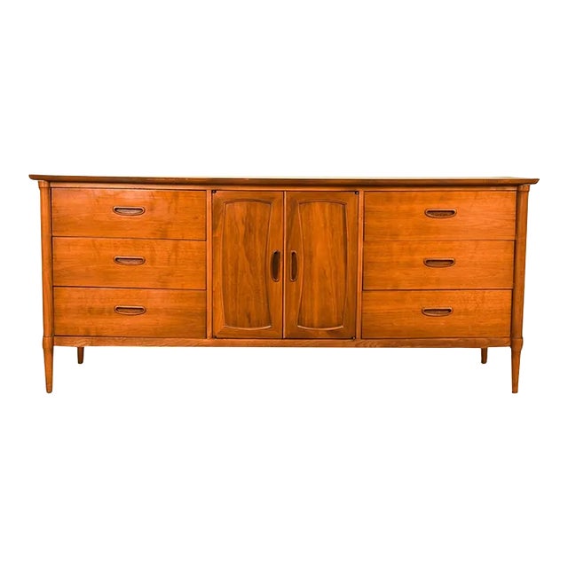 Mid 20th Century Walnut 9 Drawer Dresser Laminate Top For Sale