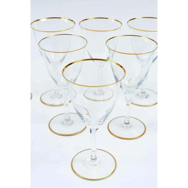 Large Baccarat crystal tableware / barware wine / water glassware service for twelve people with gilt gold trimmed top and...