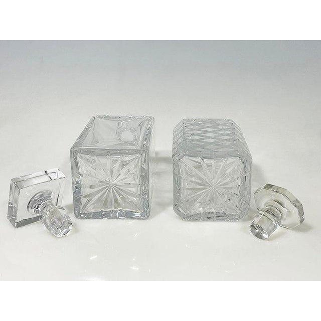 Glass Crystal Cut Whiskey Decanters attributed to Atlantis, Set of 2 For Sale - Image 7 of 8