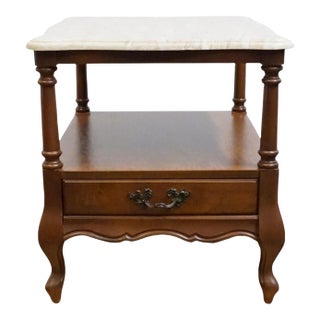 Hammary Furniture Solid Cherry Country French 20" Accent End Table W. White Granite Top For Sale
