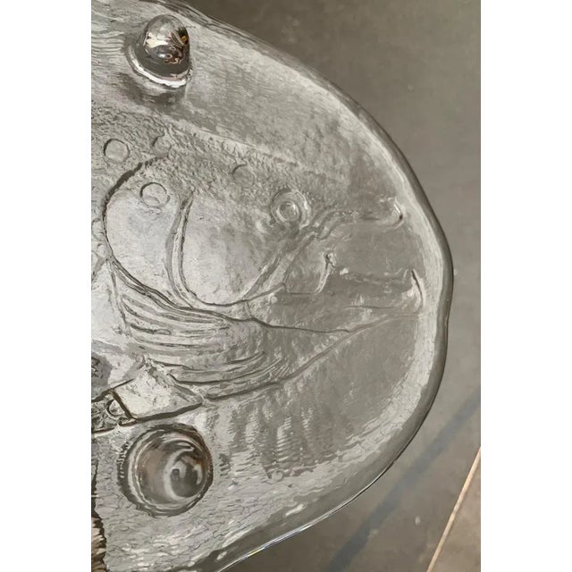 Large Vintage Swedish Glass Fish Plate from Pukeberg Glass For Sale - Image 13 of 18