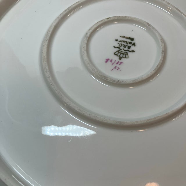 Antique Brc Voltaire Germany (Rosenthal) Green Floral Scalloped Master Bowl For Sale - Image 10 of 12
