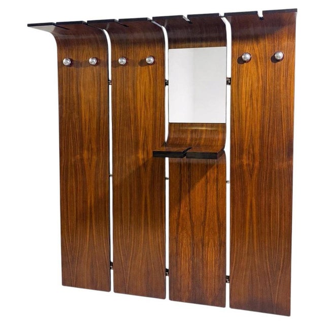 Brown Large Coat Hanger with Mirror and Console, Italy, 1960s For Sale - Image 8 of 8