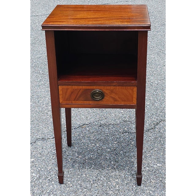 Brown Georgian Style Mahogany Two-Tier Single Drawer BedSide Table For Sale - Image 8 of 12