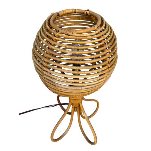Mid-Century French Rattan and Wicker Table Lamps by Louis Sognot, 1960s, Set of 2 For Sale - Image 12 of 18